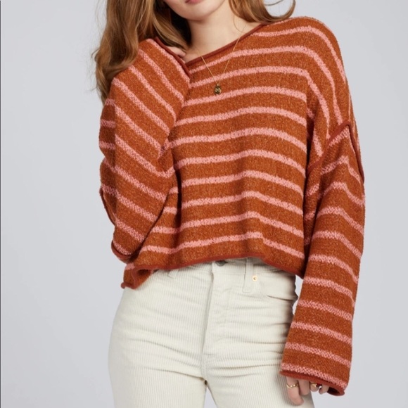Free People Bardot Striped Chunky Sweater - Picture 7 of 13